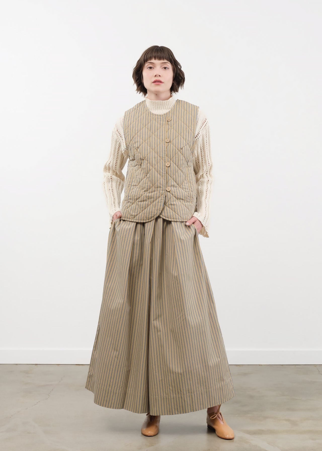 Kowtow Apparel Womens Pants Athena Pant in Double Pinstripe