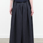 Kowtow Pleated Athena Pant in Navy Pinstripe Color