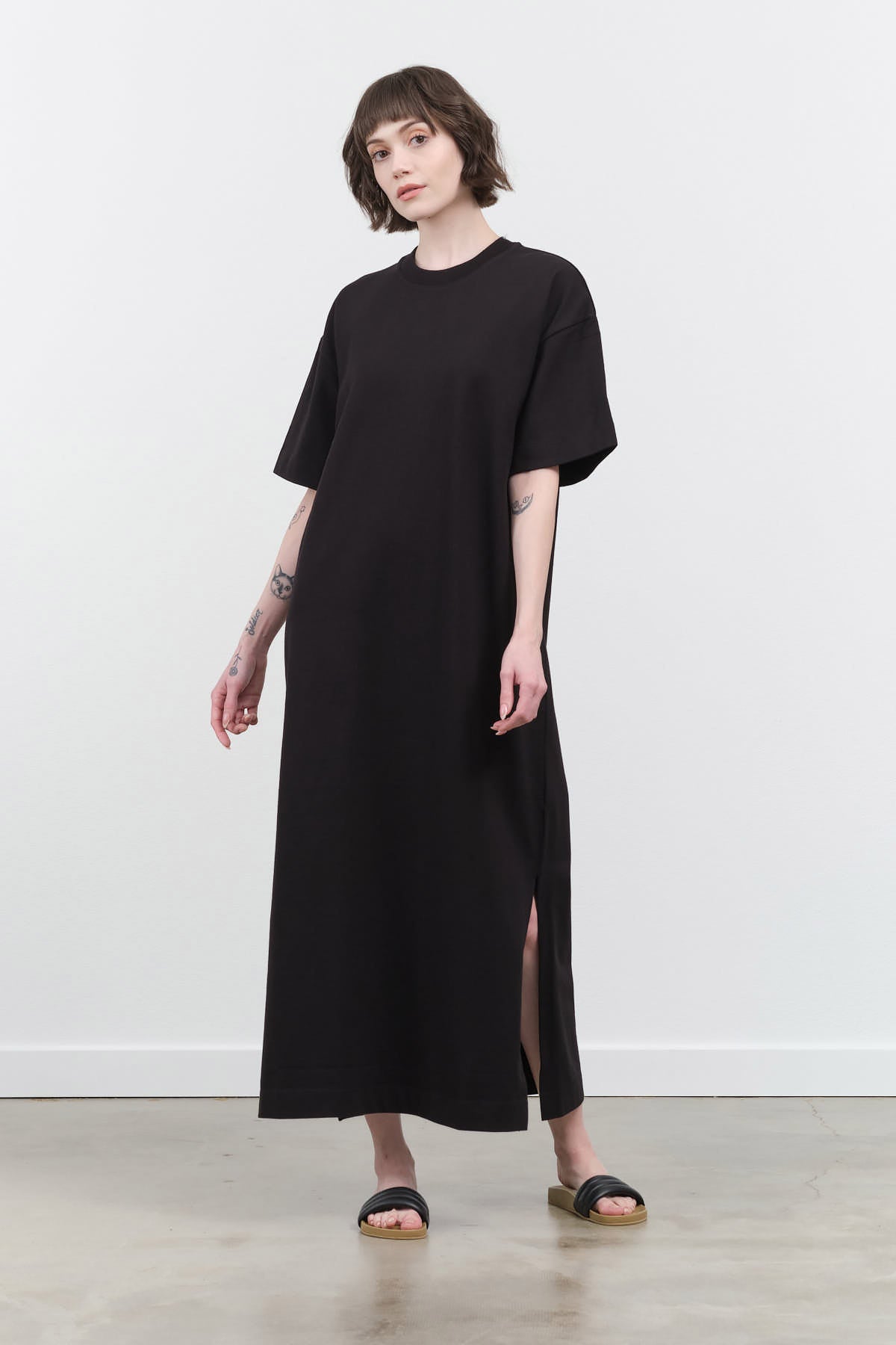 Styled view of Boxy T-Shirt Dress in Black