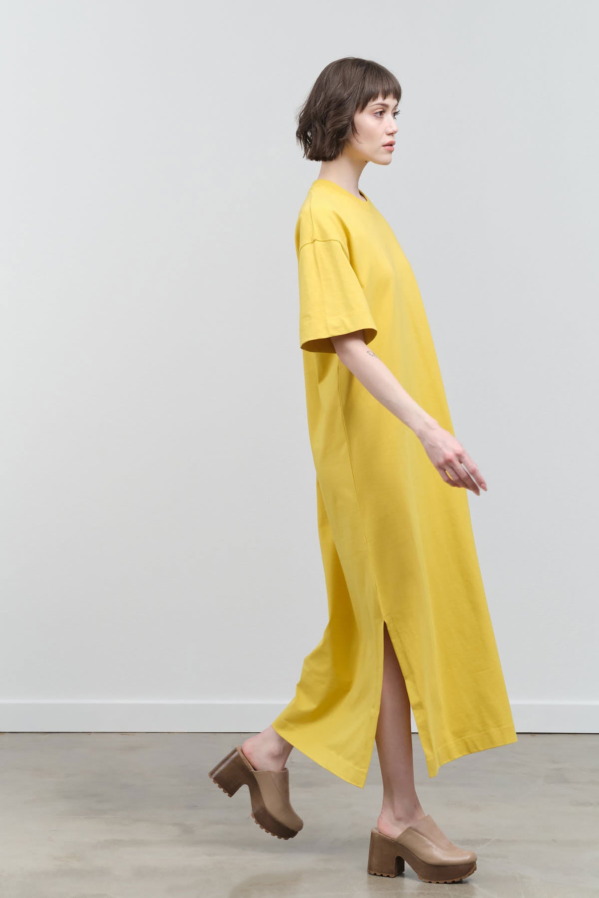 Styled view of Boxy T-Shirt Dress in Daffodil