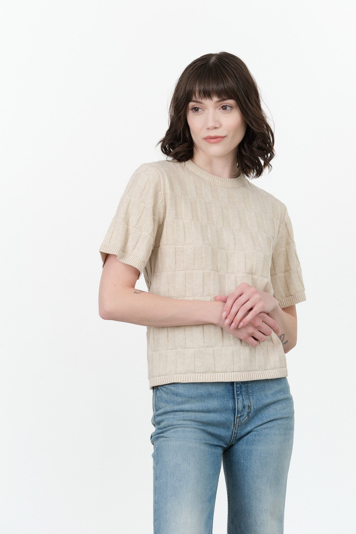 Kowtow Etch Tee in Light Marle 