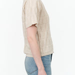 Kowtow Designer Brand Short Sleeve Tile Pattern Etch Tee in Light Marle Tan