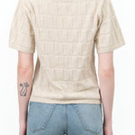 Light Marle Tan Short Sleeve Tile Pattern Etch Tee by Kowtow Japanese Designer Brand 