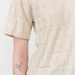 Short Sleeve Tile Pattern Etch Tee in Light Marle Tan by Kowtow Japanese Designer Brand 