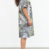 Short Sleeve Midi Foliage Dress Forest Print by Designer Brand Kowtow