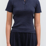 Front view of Henley Knit Top