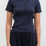 Front view of Henley Knit Top