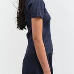 Side view of Henley Knit Top