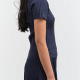 Side view of Henley Knit Top