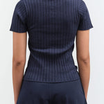 Back view of Henley Knit Top