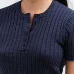 Collar view of Henley Knit Top