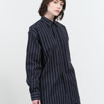 Kowtow James Shirt in Navy Pinstripe