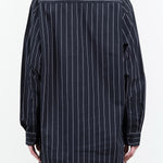 Kowtow Navy Pinstripe James Work Shirt Oversized