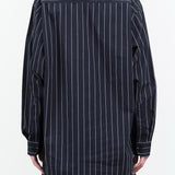 Kowtow Navy Pinstripe James Work Shirt Oversized