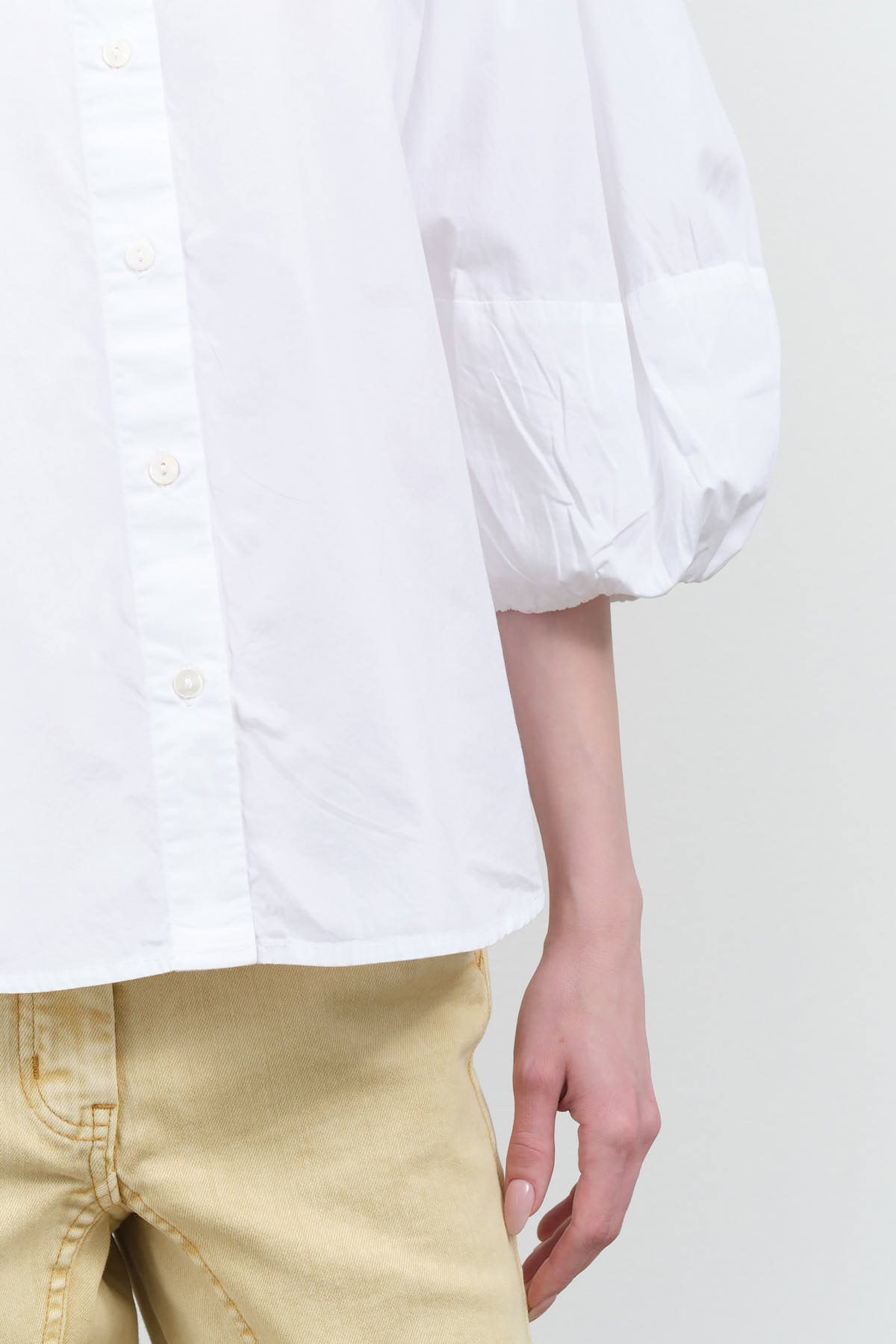 Joan Shirt by Kowtow with 3/4 Length Balloon Sleeves in White
