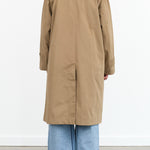 Bronze Tan Brown Long Sleeve Button Up Mile Trench Coat with Collar and Pockets by Kowtow Designer Brand