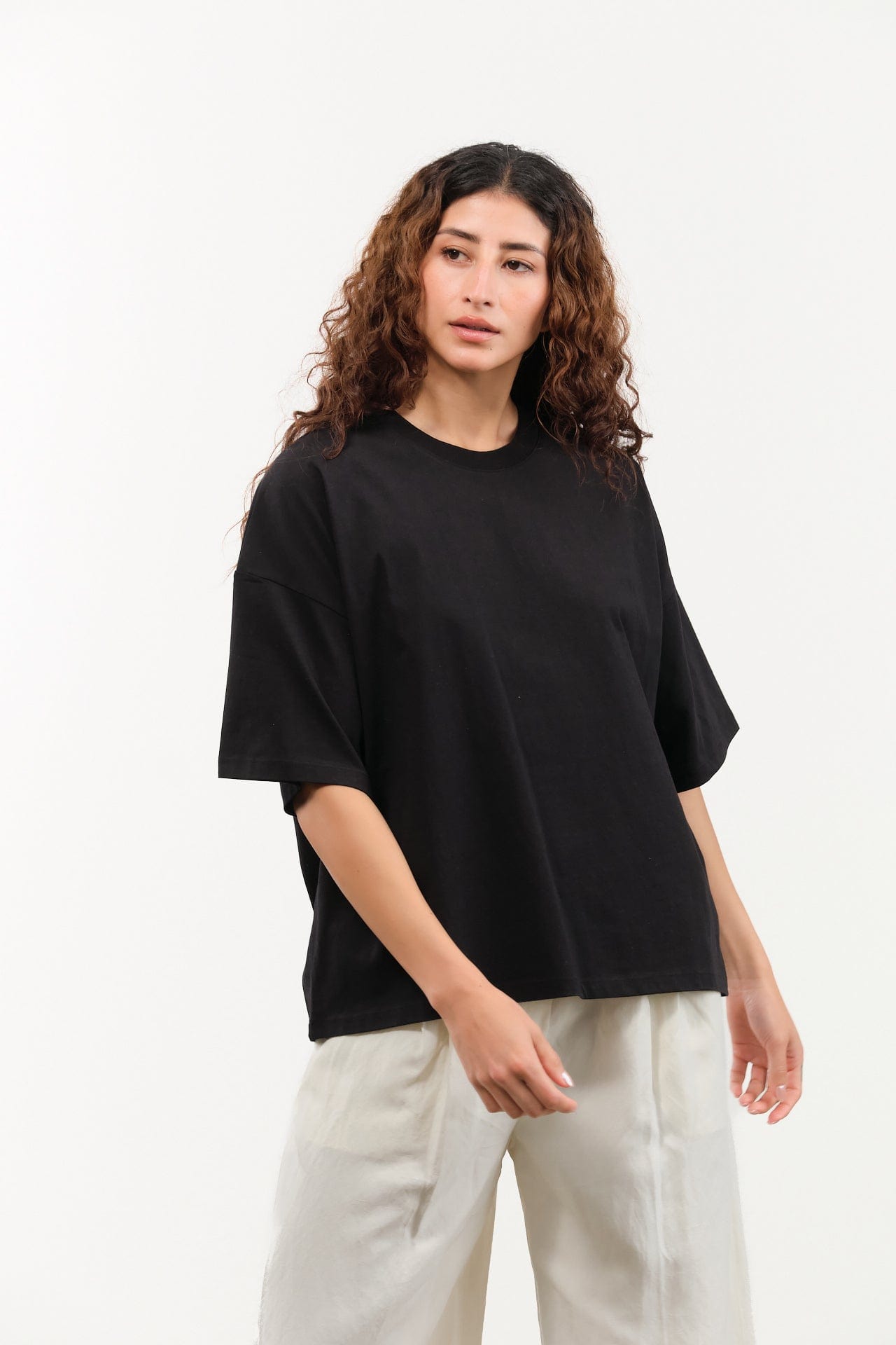 Kowtow Apparel Womens Tees Oversized Boxy Tee in Black Black / XXSmall