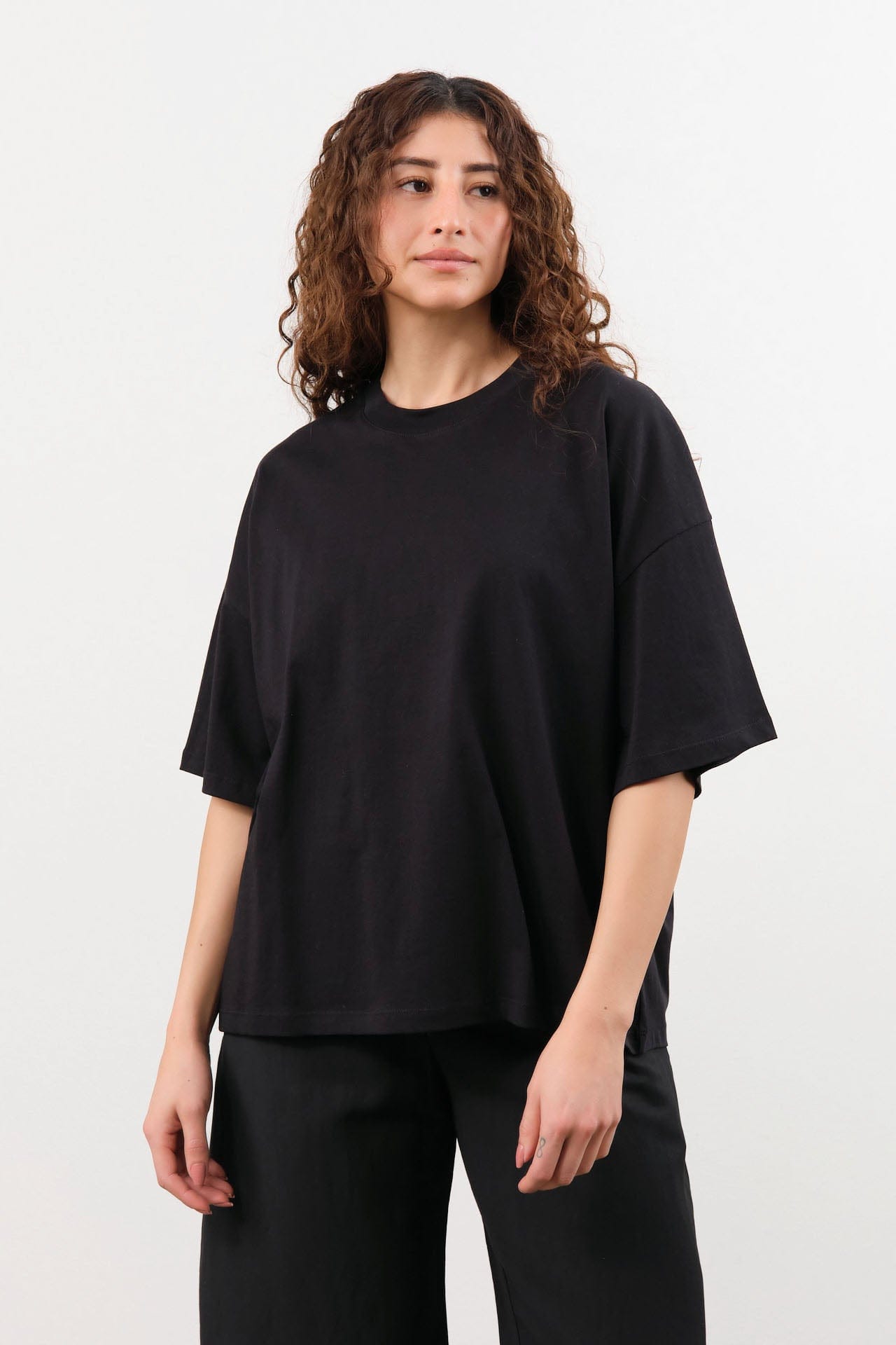 Kowtow Apparel Womens Tees Oversized Boxy Tee in Black Black / XXSmall