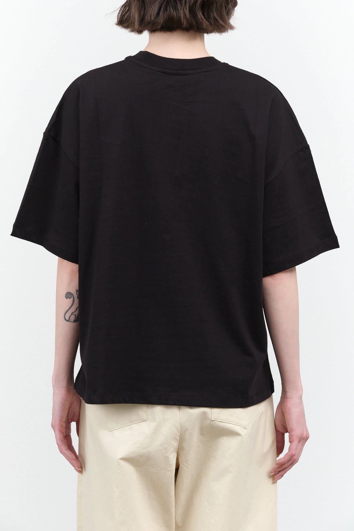Back view of Oversized Boxy Tee in Black