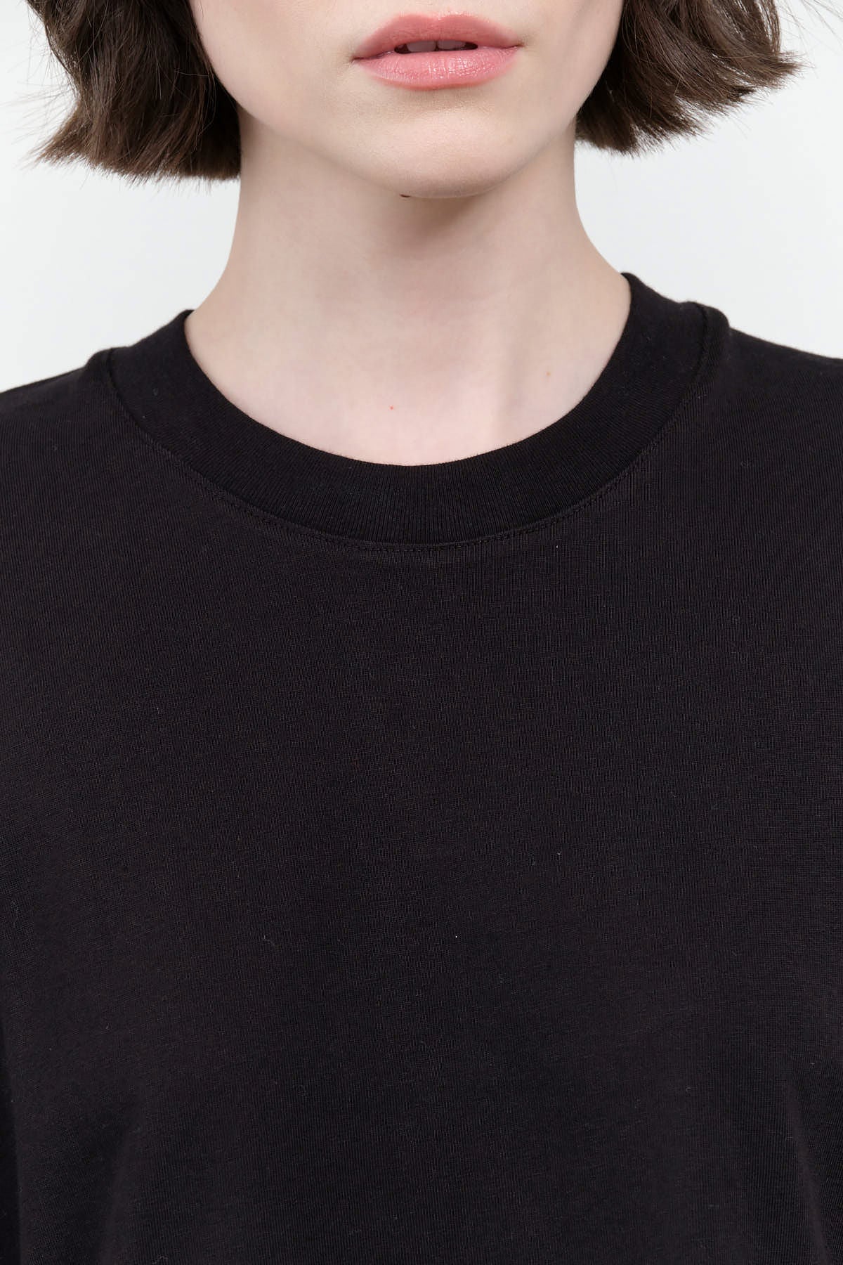 Collar view of Oversized Boxy Tee in Black
