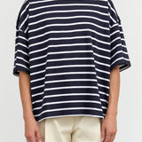 Oversized Boxy Tee by Kowtow in Navy Breton