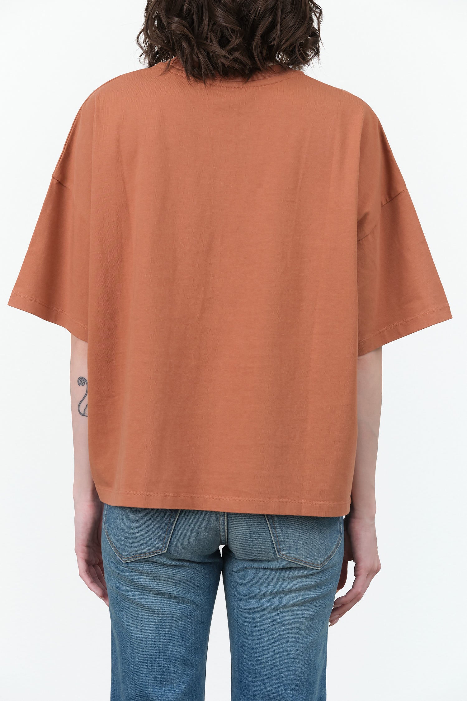 Oversized Boxy Short Sleeve Tee in Sienna Orange by Kowtow Designer Brand 