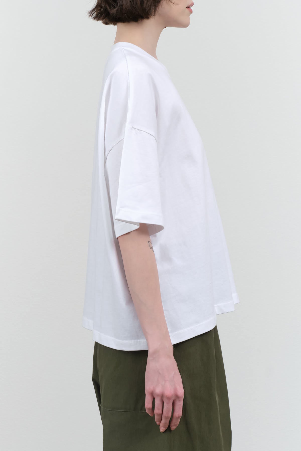 Side view of Oversized Boxy Tee in White