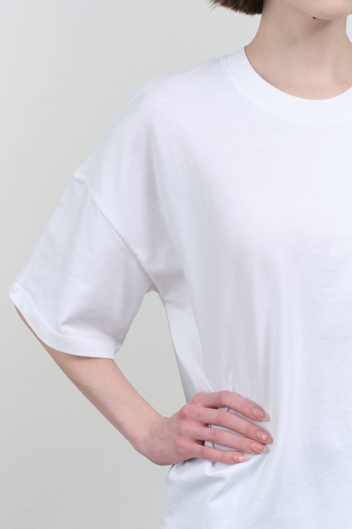 Sleeve view of Oversized Boxy Tee in White