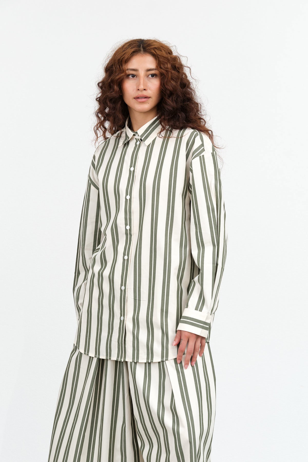 Kowtow Petra Shirt in Forest Stripe