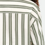 Forest Green and White Stripe Boxy Button Up Petra Shirt Blouse by Kowtow Designer Brand