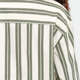 Forest Green and White Stripe Boxy Button Up Petra Shirt Blouse by Kowtow Designer Brand