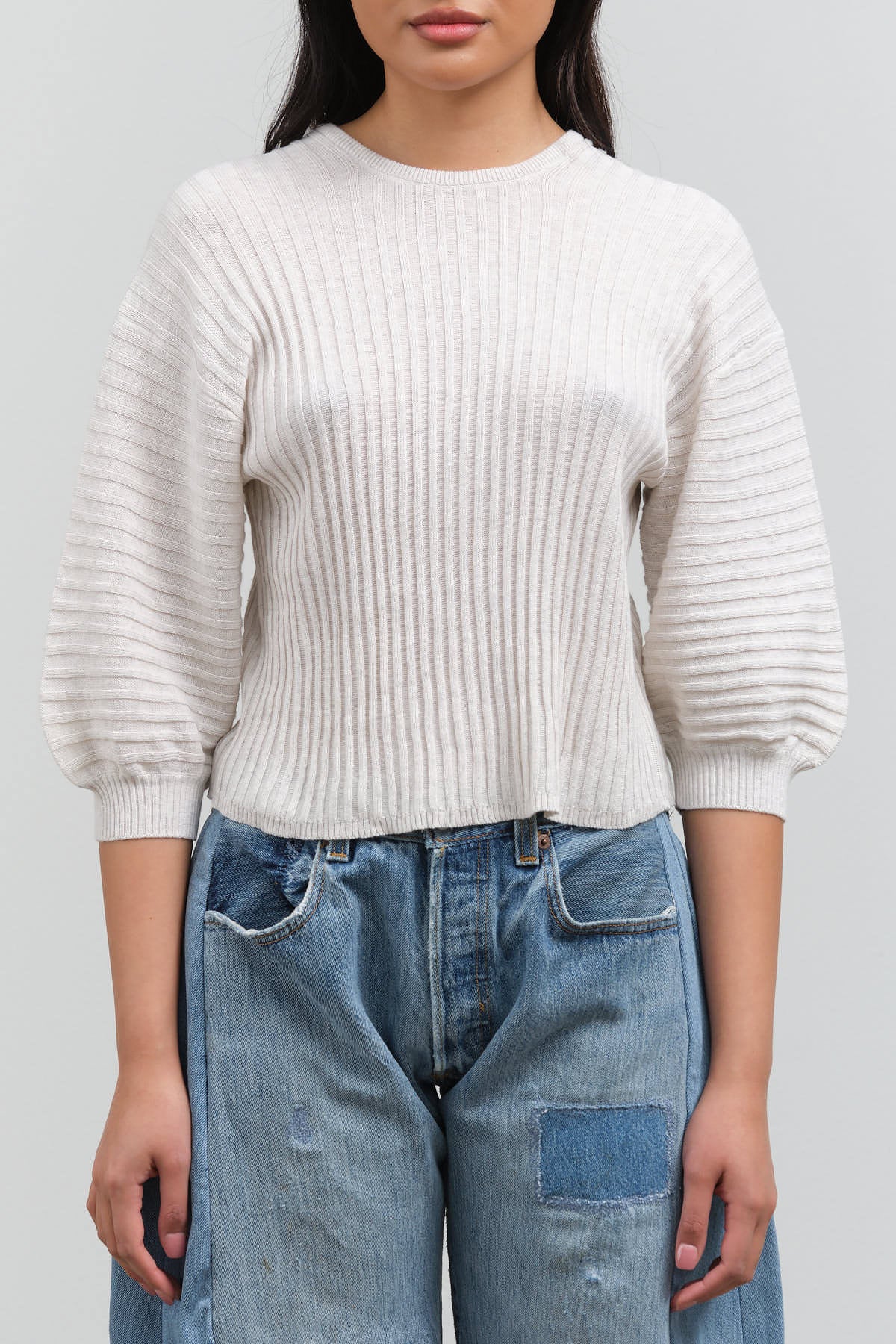Front view of Quinn Top in Light Marle