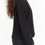 Kowtow Designer Brand Cotton Long Sleeve Mock Neck Reflect Top in Black