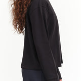 Kowtow Designer Brand Cotton Long Sleeve Mock Neck Reflect Top in Black