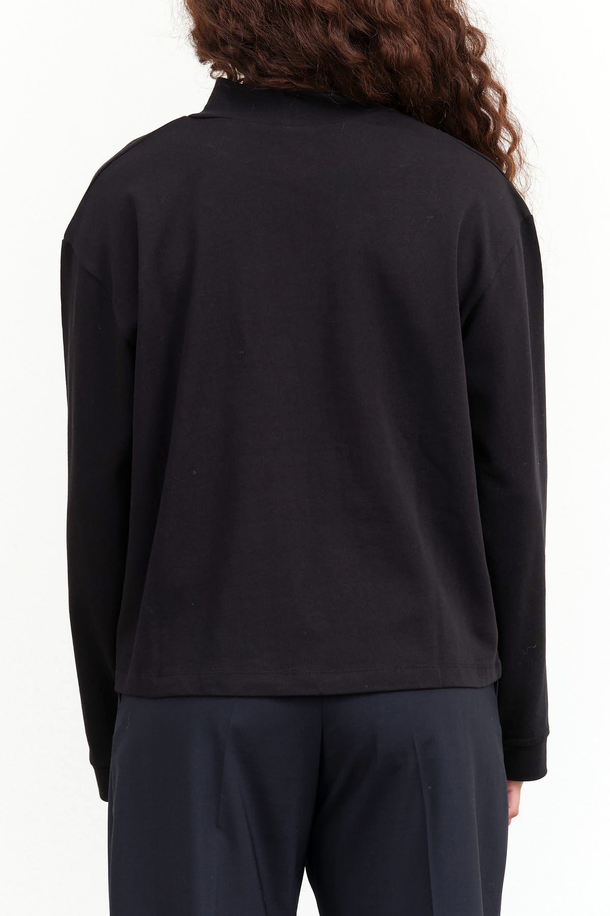 Cotton Long Sleeve Mock Neck Reflect Top in Black by Kowtow Designer Brand