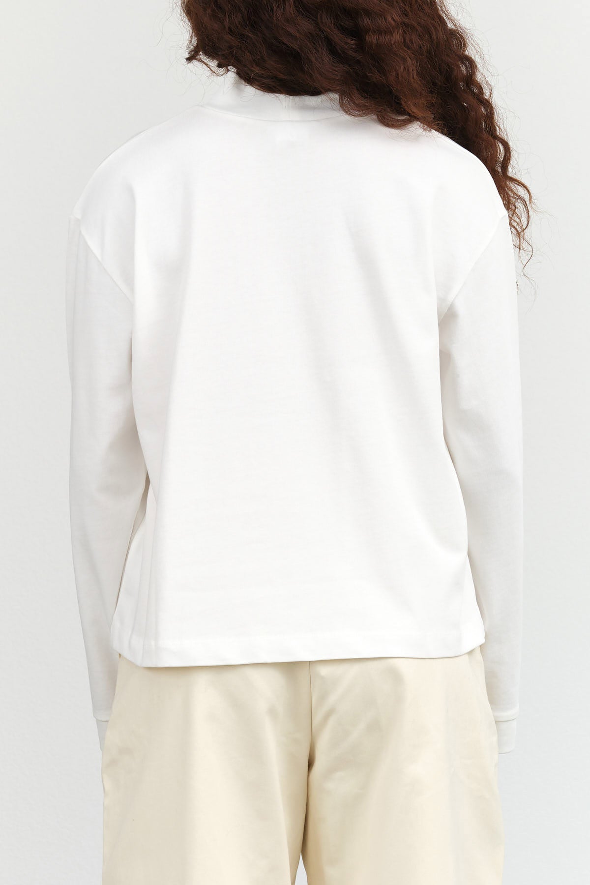 Cotton Long Sleeve Mock Neck Reflect Top in Off White by Kowtow Designer Brand