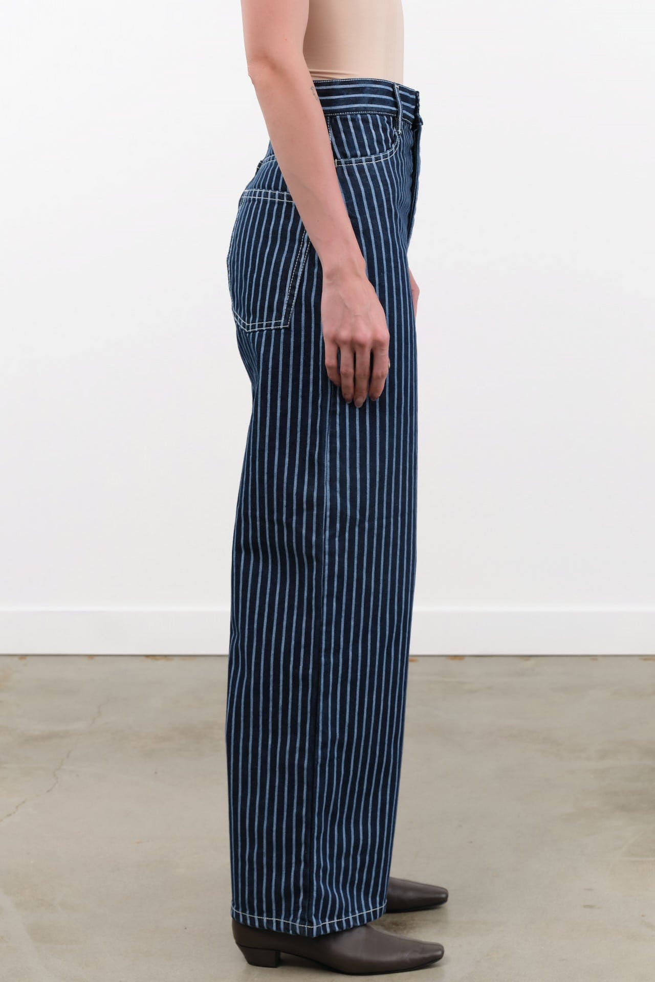 Kowtow Apparel Womens Denim Sailor Jeans in Chalk Stripe