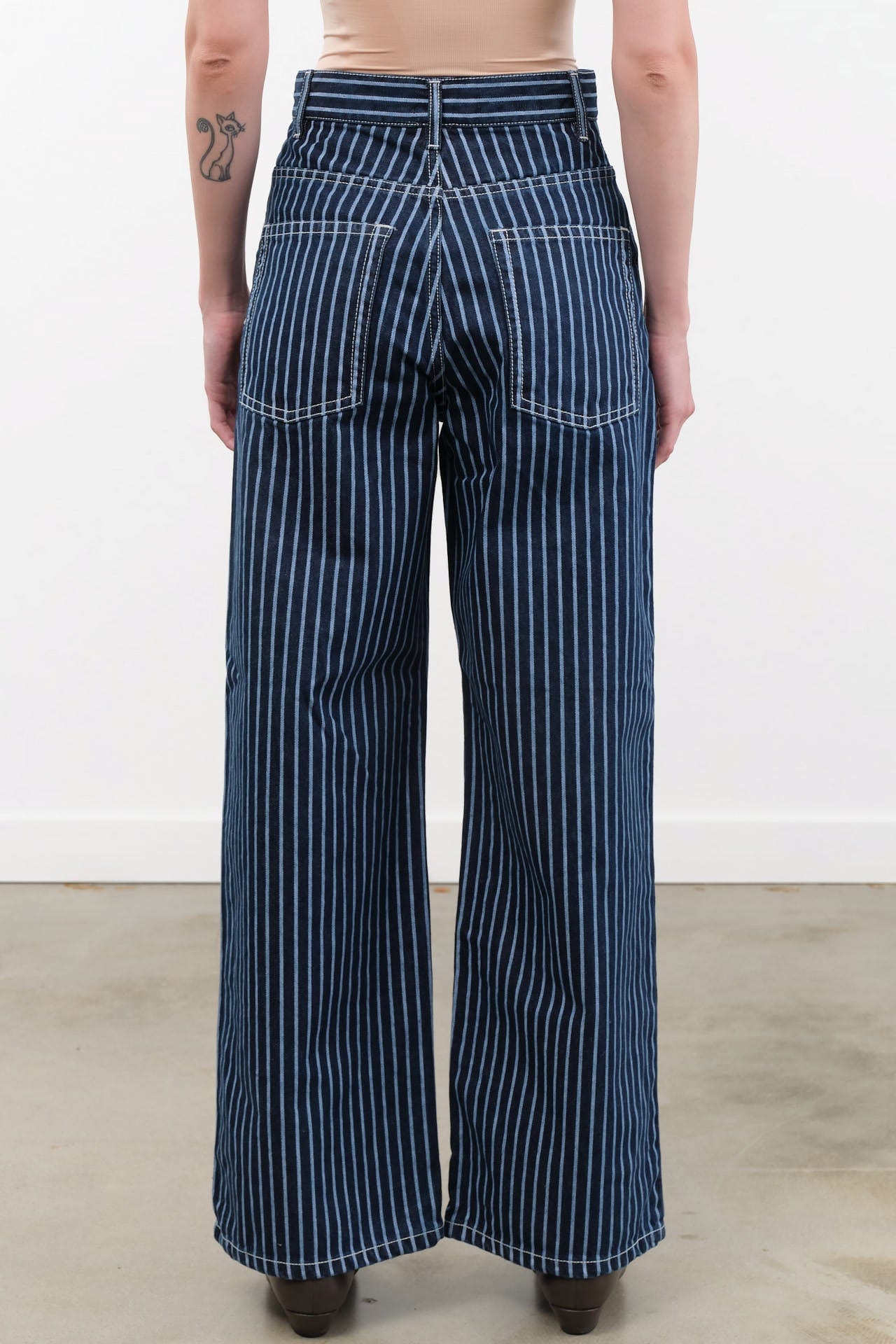 Kowtow Apparel Womens Denim Sailor Jeans in Chalk Stripe