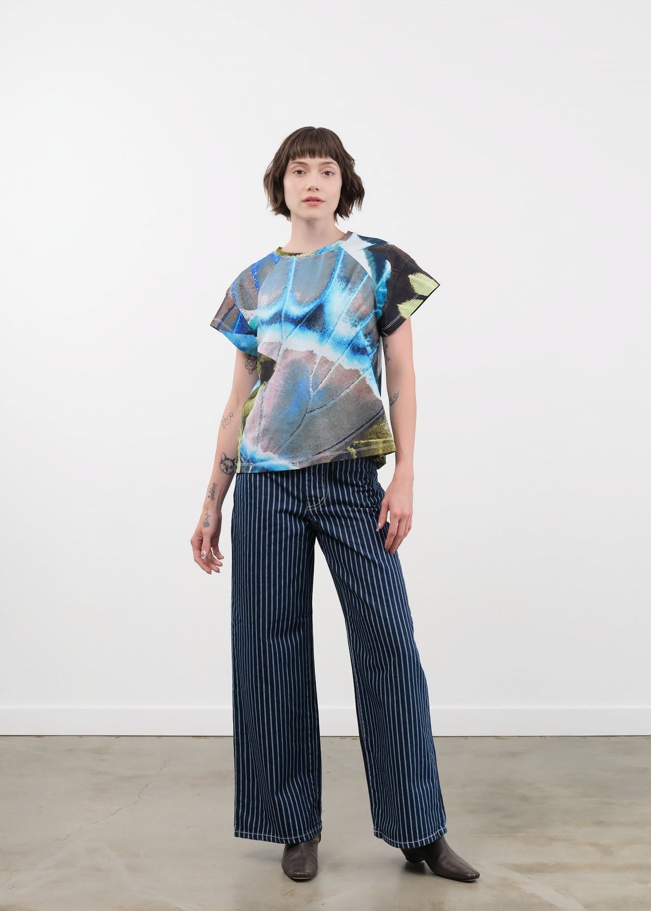 Kowtow Apparel Womens Denim Sailor Jeans in Chalk Stripe