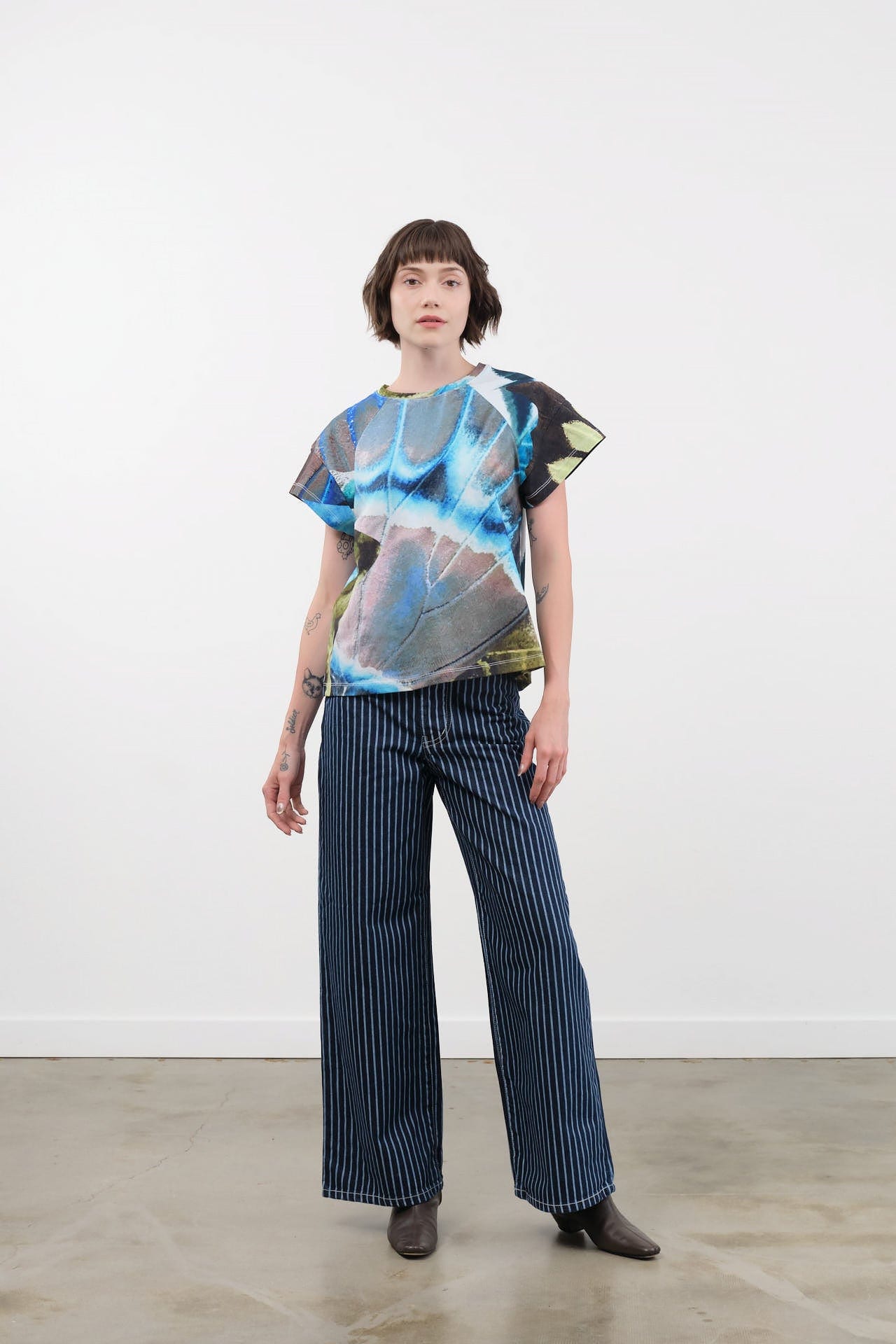 Kowtow Apparel Womens Denim Sailor Jeans in Chalk Stripe