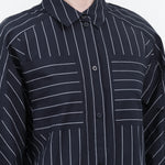 Navy Pinstripe Yves Shirt Dress by Kowtow