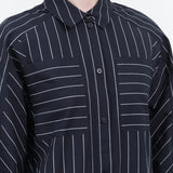 Navy Pinstripe Yves Shirt Dress by Kowtow