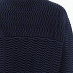 Long Sleeve Dark Blue Indigo Sweater Zig Zag Stitch Crew Neck by Kowtow 