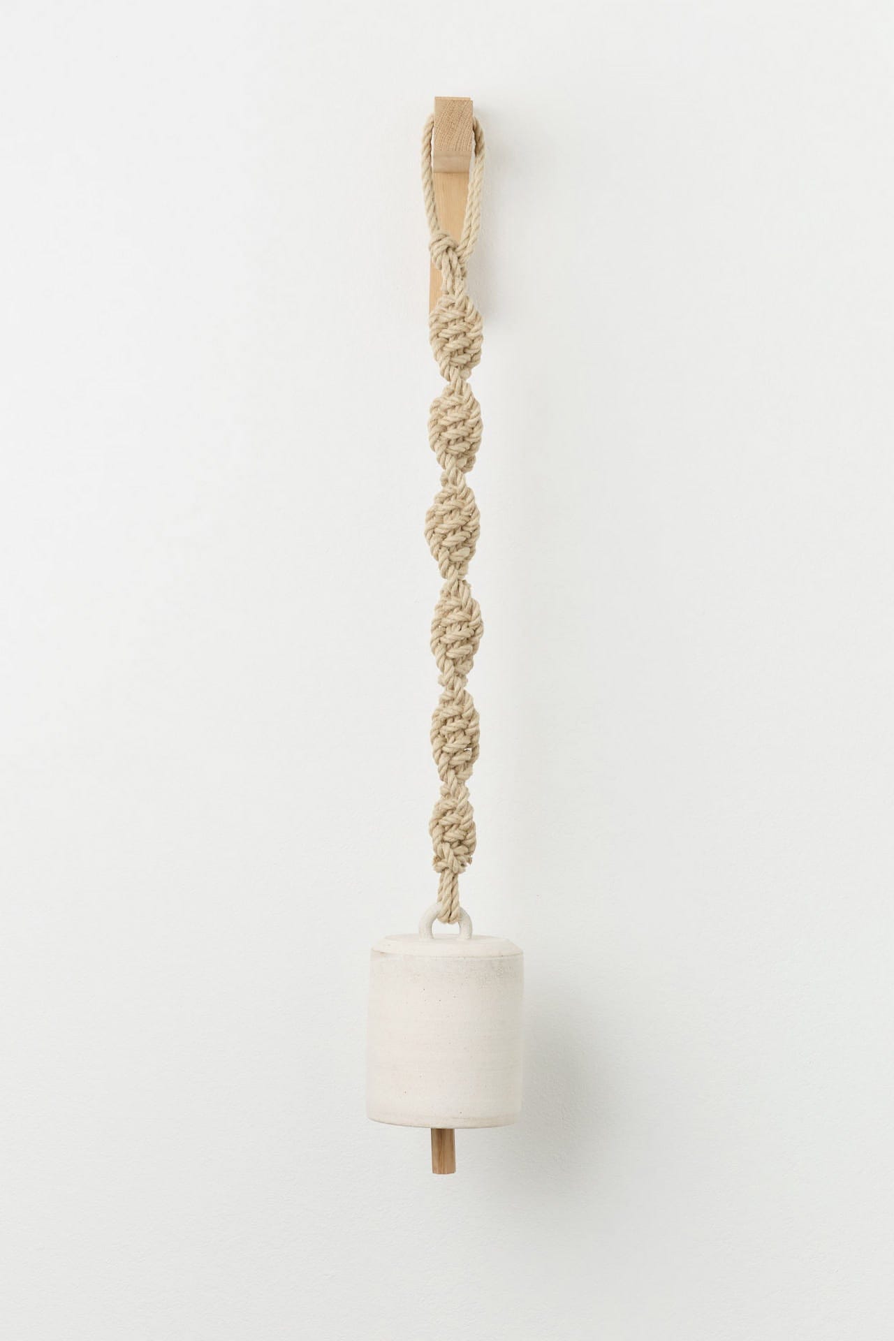 MQuan Art Ceramics Large Wide Thrown Bell in Twist White / 6.5" Dia X 7.75" H