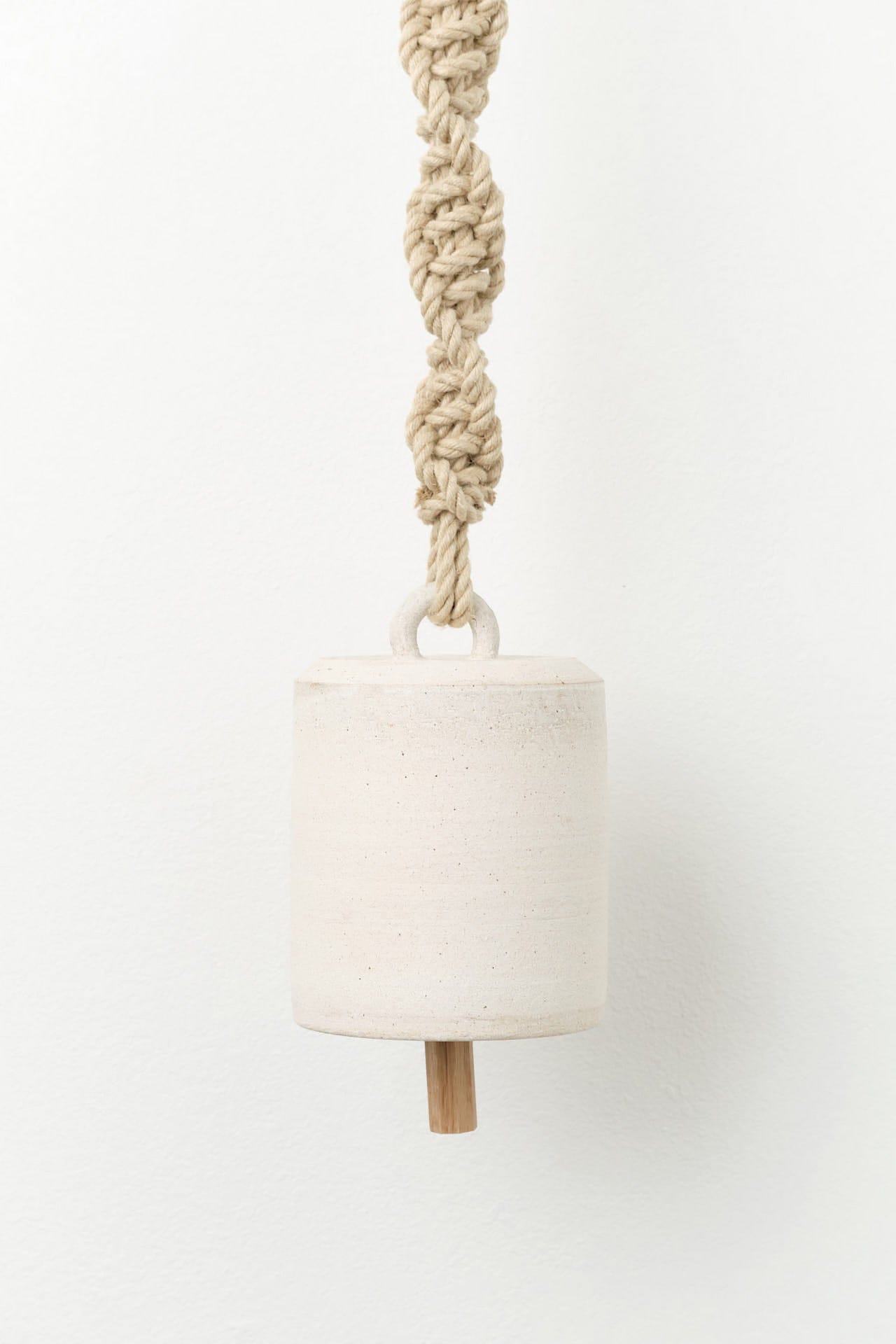 MQuan Art Ceramics Large Wide Thrown Bell in Twist White / 6.5" Dia X 7.75" H