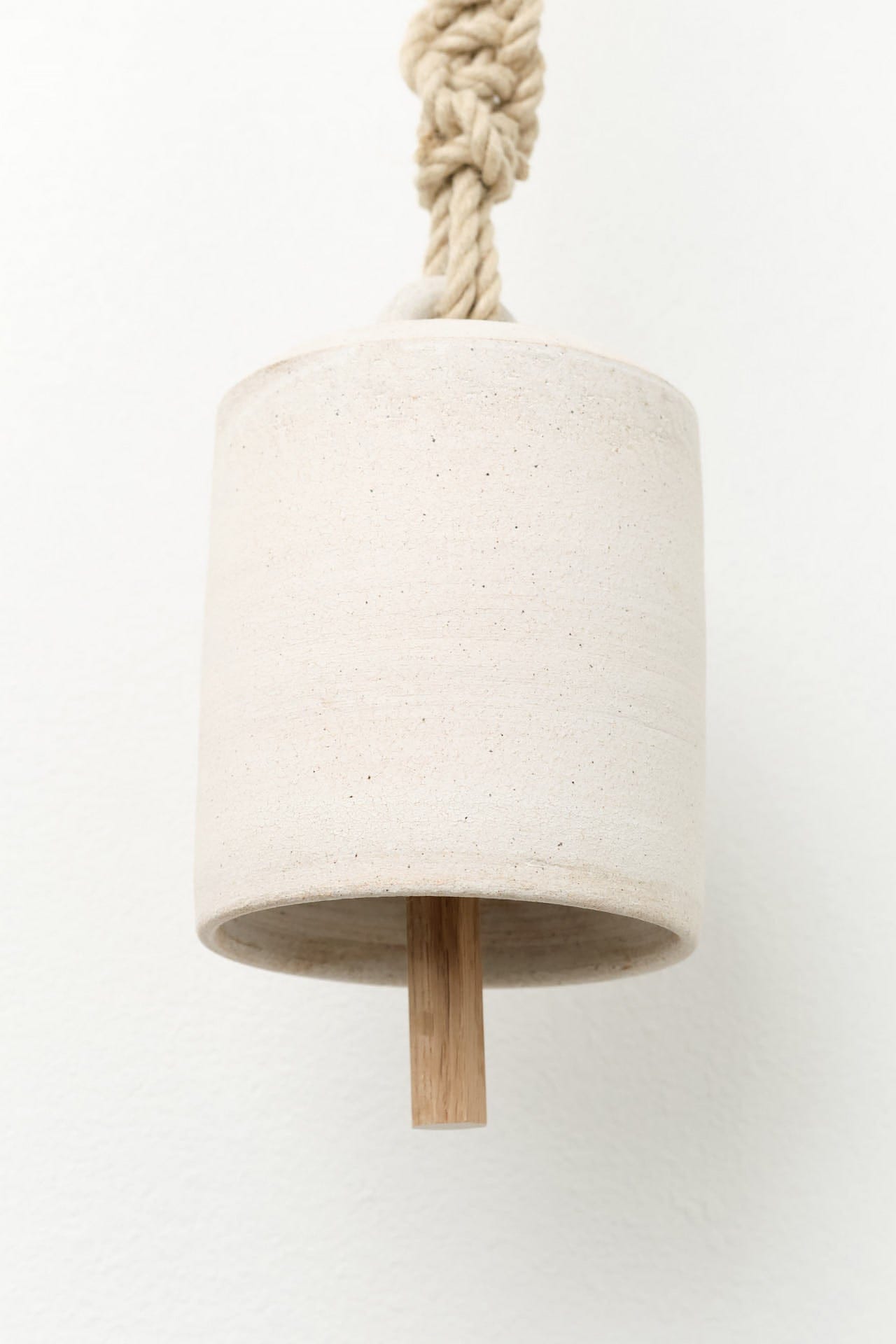 MQuan Art Ceramics Large Wide Thrown Bell in Twist White / 6.5" Dia X 7.75" H