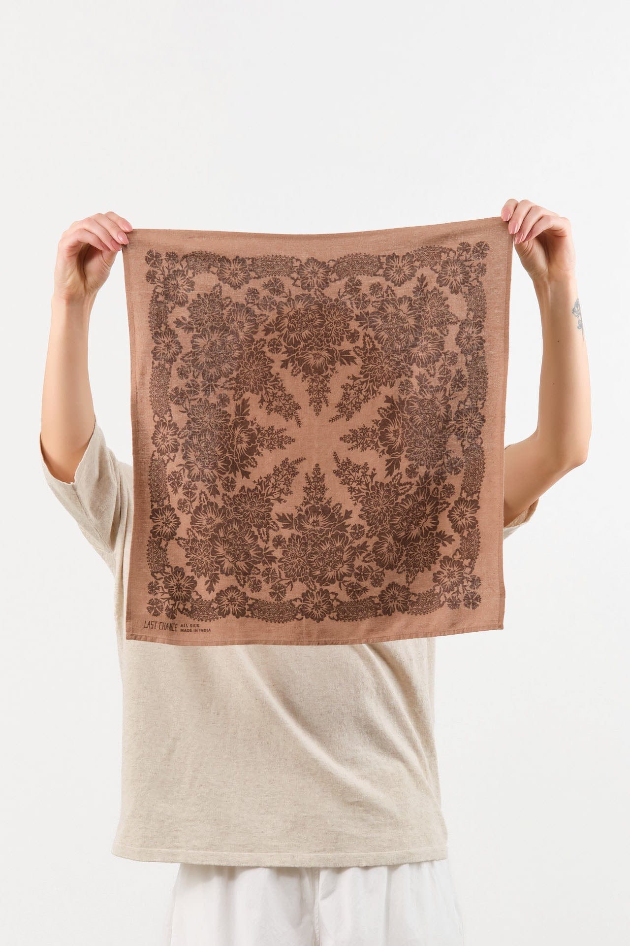 Last Chance Textiles Accessories Scarves Natural Dye Silk Bandana in Brazil Nut Brown Brazil Nut Brown