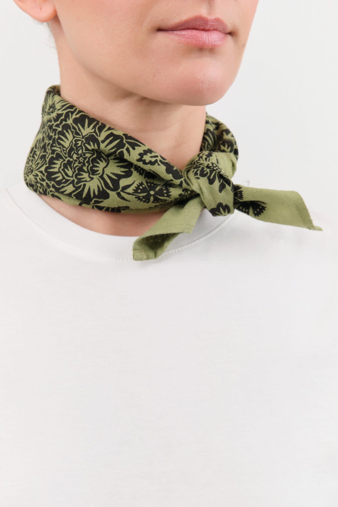 Last Chance Textiles Accessories Scarves Natural Dye Silk Bandana in Grass Green Grass Green