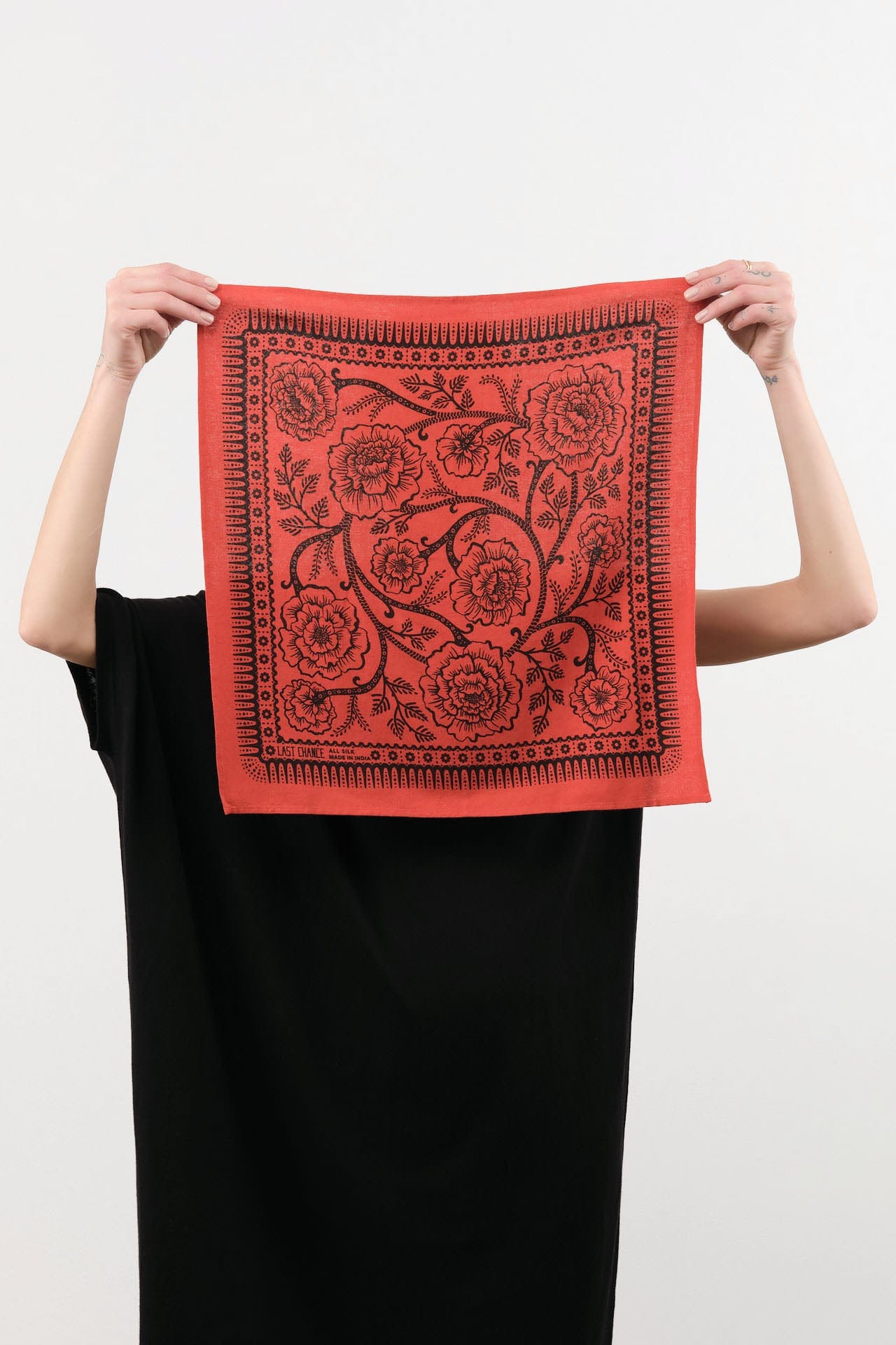 Last Chance Textiles Accessories Scarves Natural Dye Silk Bandana in Madder Ramble Madder Ramble