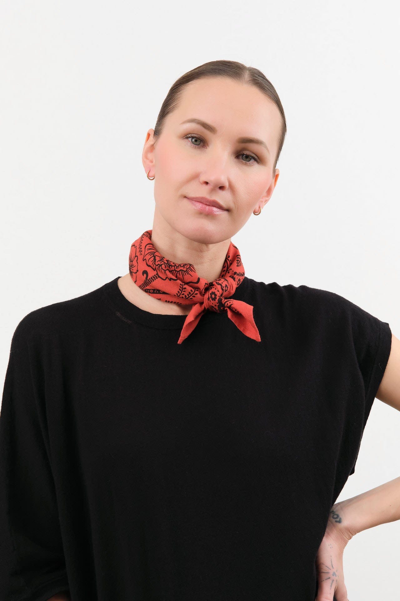 Last Chance Textiles Accessories Scarves Natural Dye Silk Bandana in Madder Ramble Madder Ramble